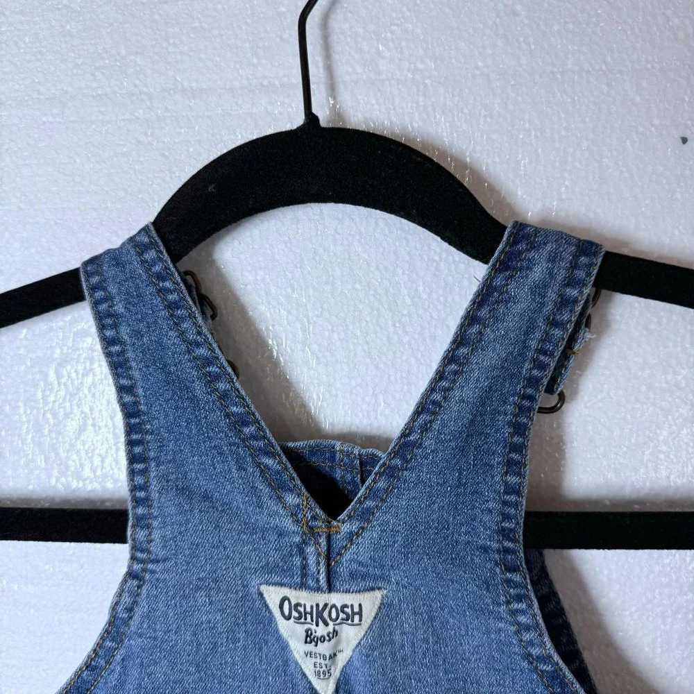 OshKosh B'Gosh Baby Girls Size 3M 3 Months Denim Jean Overalls Floral Blue Pants